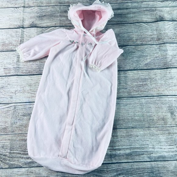 Vintage Baby Bliss Pink Flannel Sack & Bow - Picture 7 of 9